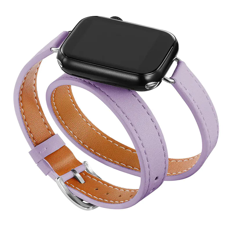 Slim Double Loop Leather Band for Apple Watch 8/7/6/4