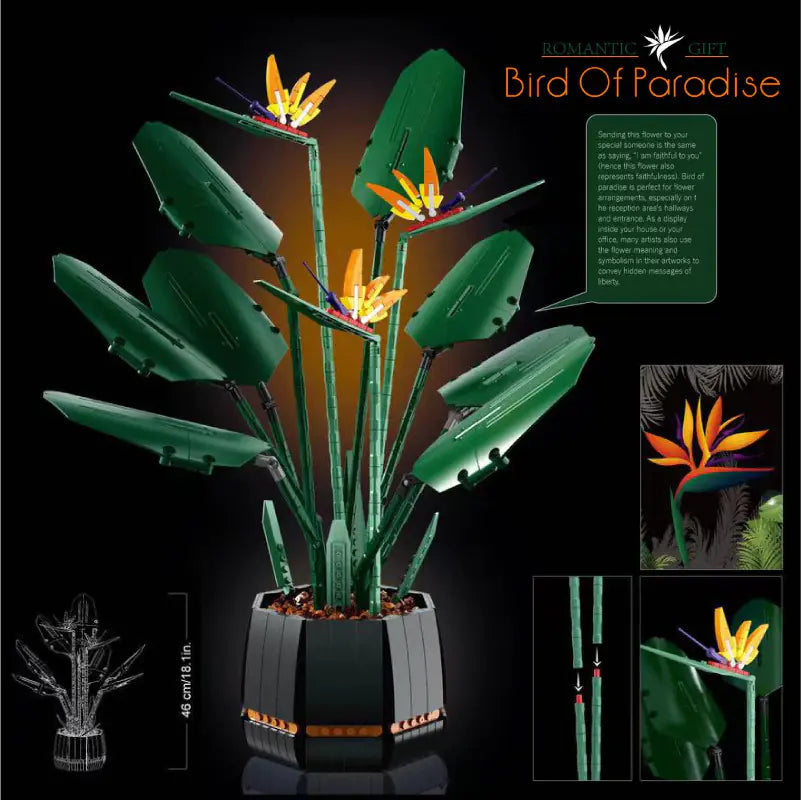 Cross-Border Compatible LEGO Bird of Paradise Planter Model