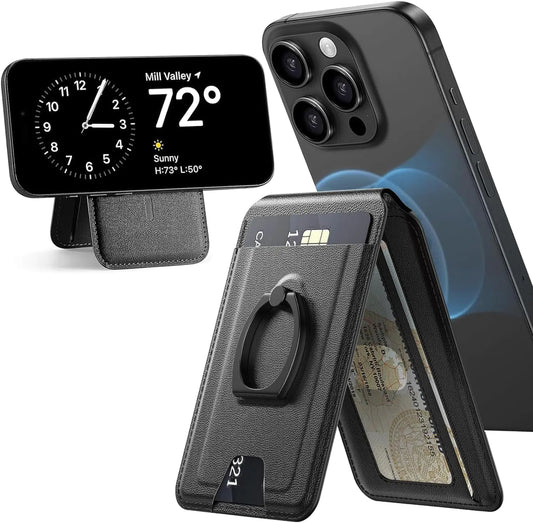 LISEN for Magsafe Wallet RFID [Strongest Magnetic] iPhone Wallet for Apple Wallet Magsafe with AdjustableBlack Accessories for Magsafe Wallet Stand Magnetic Wallet for iPhone 16/15/14/13 Pro Max