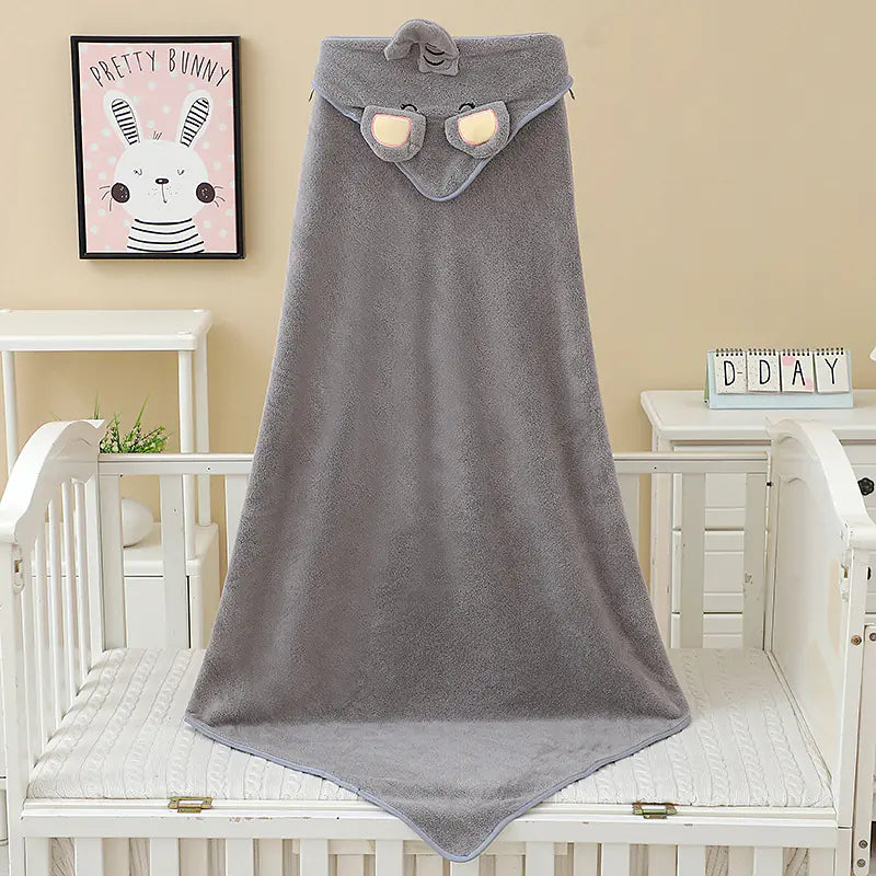 Children's Coral Fleece Towel with Hooded Blanket