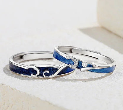 Original Starry Sky Sterling Silver Couple Ring