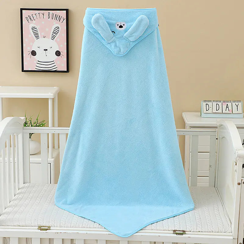 Children's Coral Fleece Towel with Hooded Blanket
