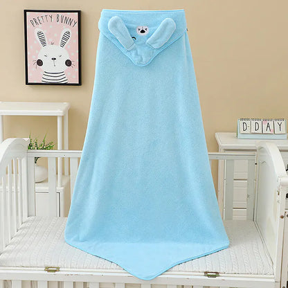 Children's Coral Fleece Towel with Hooded Blanket