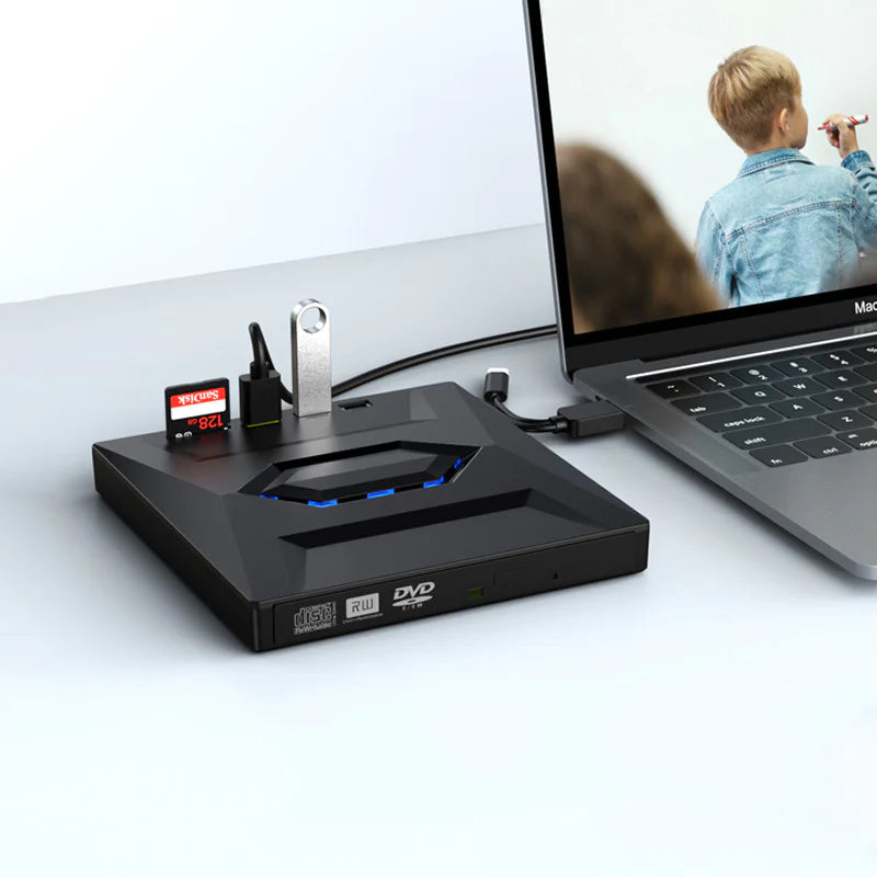5-in-1 USB 3.0 Type-C External DVD Drive for Laptops