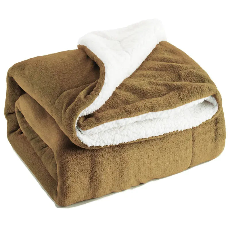 Sherpa Lambswool Blanket, Double-Sided Fleece Throw