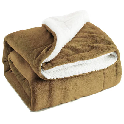 Sherpa Lambswool Blanket, Double-Sided Fleece Throw