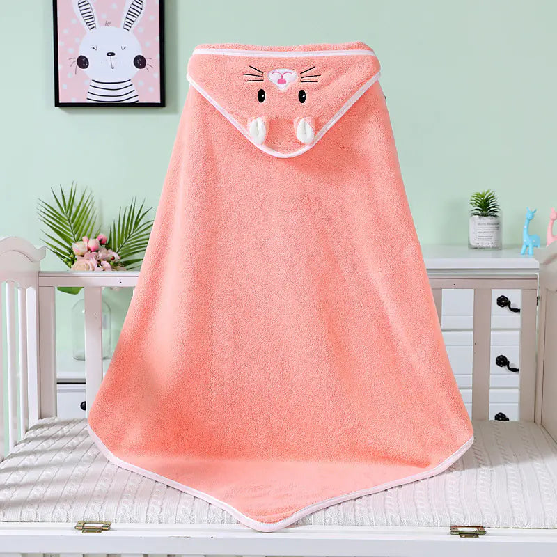 Children's Coral Fleece Towel with Hooded Blanket