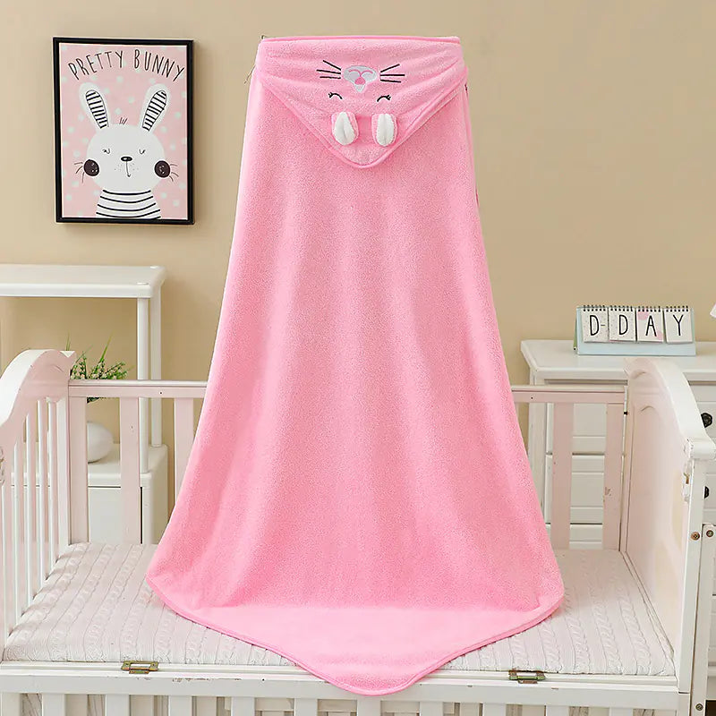 Children's Coral Fleece Towel with Hooded Blanket