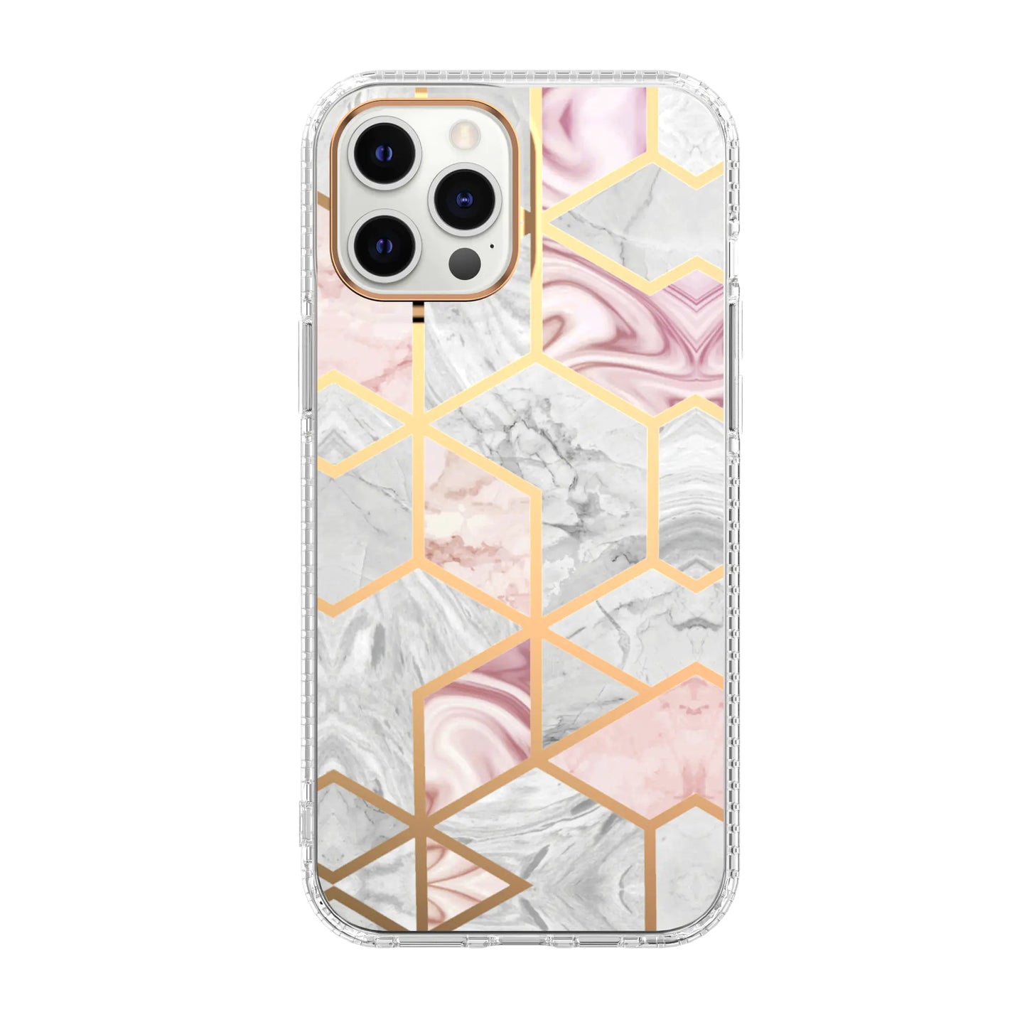 Mosaic Marble Pattern Floral Transparent Phone Case