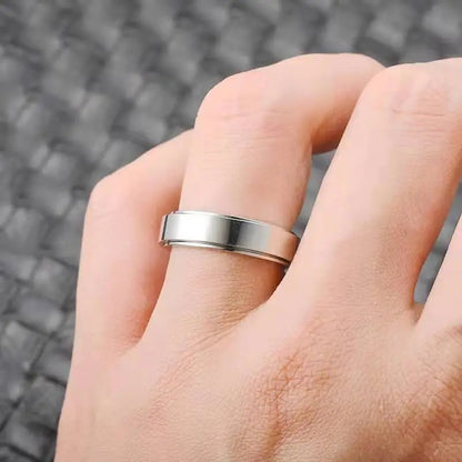 Glossy Rotatable Titanium Steel Lettering Ring
