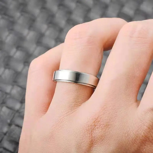 Glossy Rotatable Titanium Steel Lettering Ring