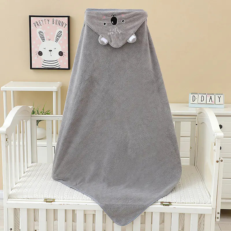 Children's Coral Fleece Towel with Hooded Blanket