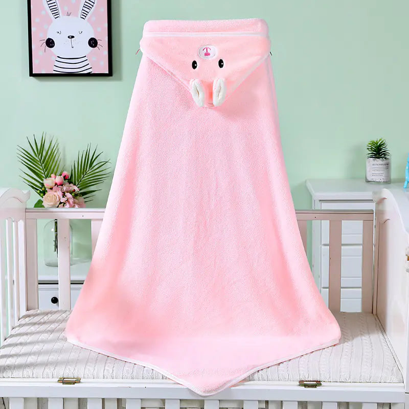 Children's Coral Fleece Towel with Hooded Blanket