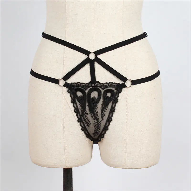 Sizzling Lace T-Back Panties with Metal Ring Design