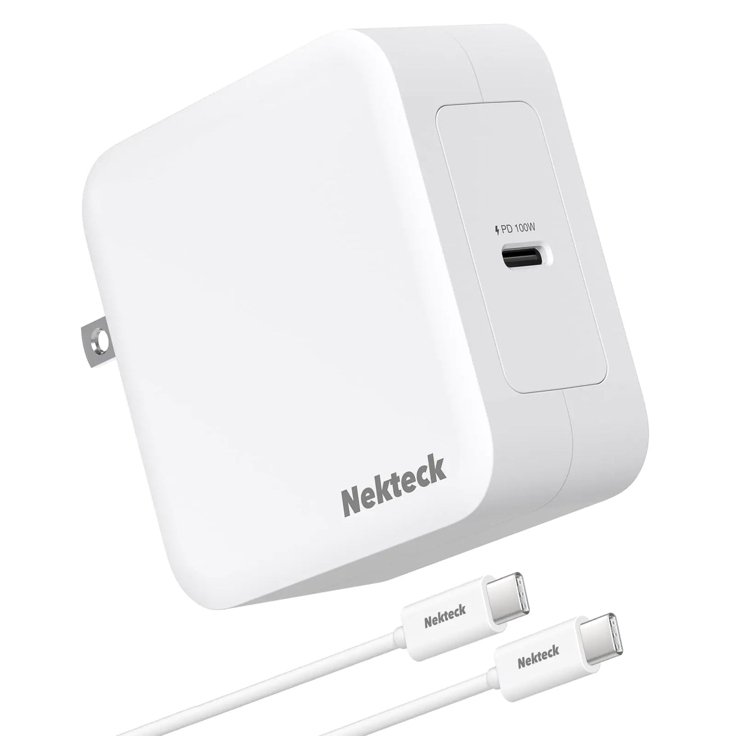 Nekteck Mac Book Pro Charger [GaN Ⅳ] 100W USB C Charger Compact and Foldable Fast Charging Compatible with MacBook Pro/Air iPad Pro and All USB C Devices 6.6 ft USB C to USB C Cable Included