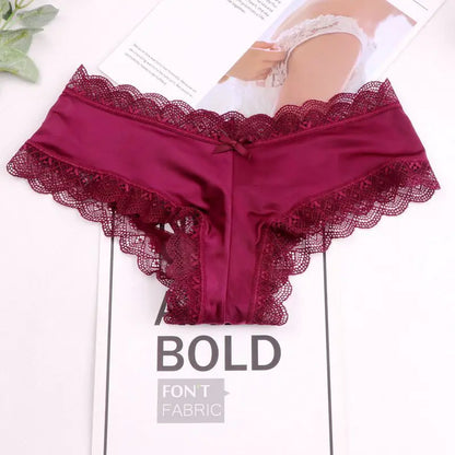 Youthful Triangle Panties with Lace Bow Design