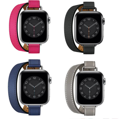 Slim Double Loop Leather Band for Apple Watch 8/7/6/4