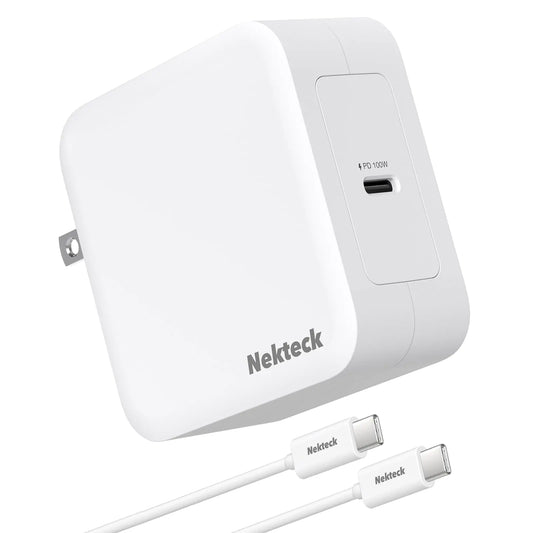 Nekteck Mac Book Pro Charger [GaN Ⅳ] 100W USB C Charger Compact and Foldable Fast Charging Compatible with MacBook Pro/Air iPad Pro and All USB C Devices 6.6 ft USB C to USB C Cable Included