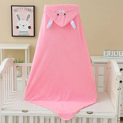 Children's Coral Fleece Towel with Hooded Blanket
