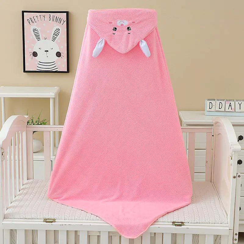 Children's Coral Fleece Towel with Hooded Blanket